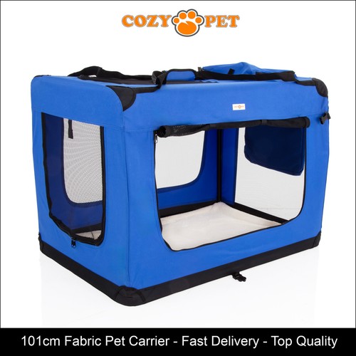Fabric dog crate - blue, by